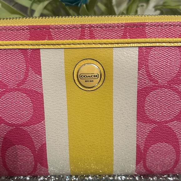 COACH Pink and Yellow Wallet Wristlet - Picture 2 of 14